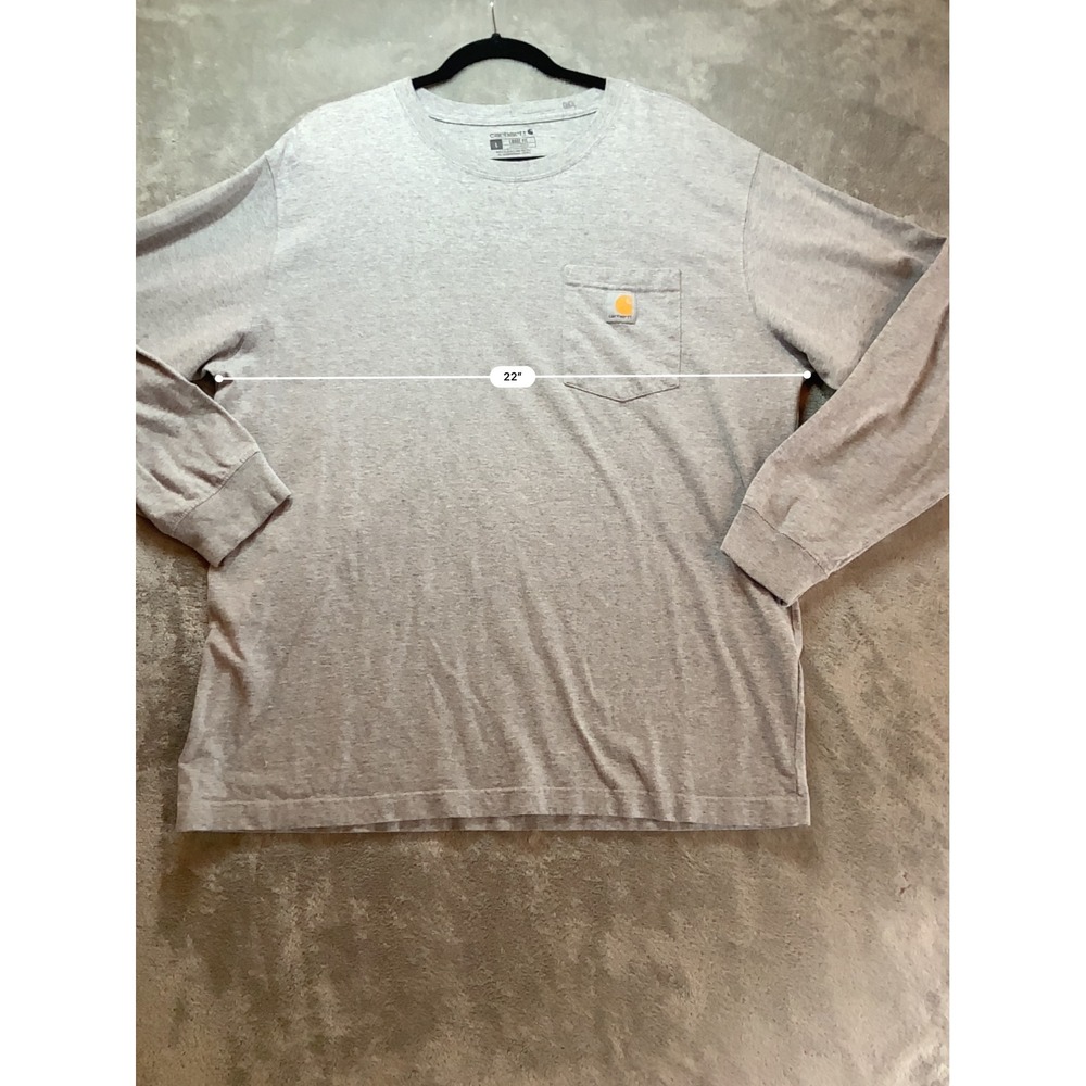 Carhartt Mens Long Sleeve Pocket T-Shirt Loose Fit Heather Gray Large K126 HGY - Picture 5 of 7